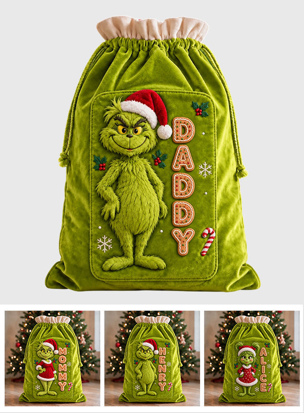 Merry Grinchmas - Personalized Stole Christmas Drawstring Tote Bag