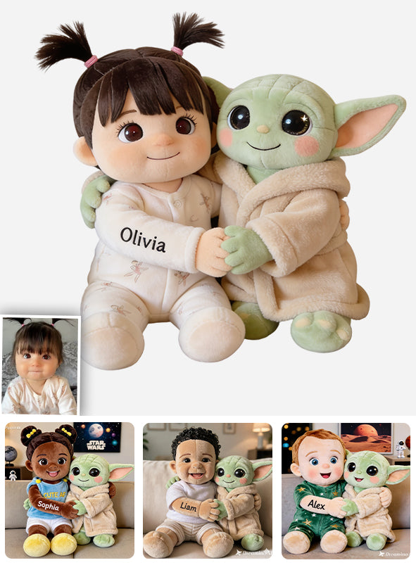 Cute Galaxy Alien - Personalized The Force Premium Faux Fur Pillow