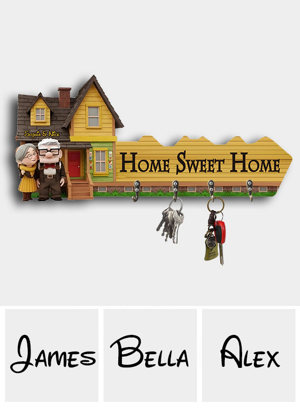 Home Sweet Home - Personalized Couple Custom Shaped Key Rack