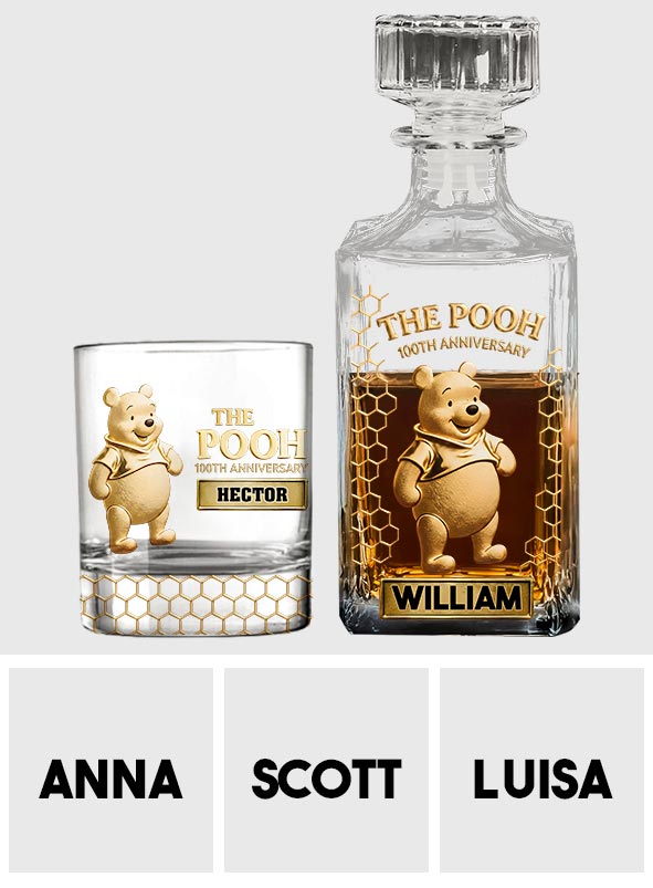 Forever A Friend - Personalized Yellow Bear Whiskey Decanter Set