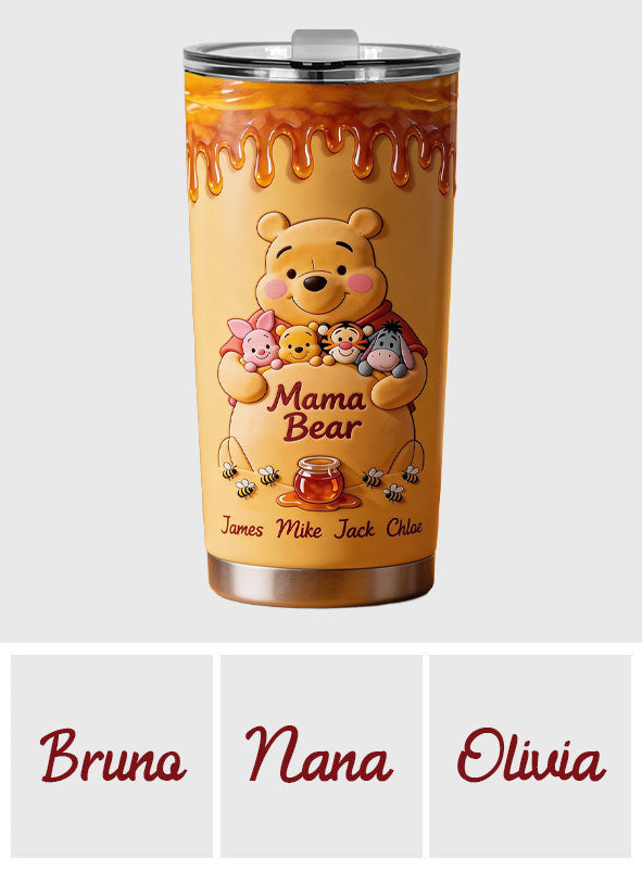 Mama Bear - Personalized Yellow Bear Tumbler