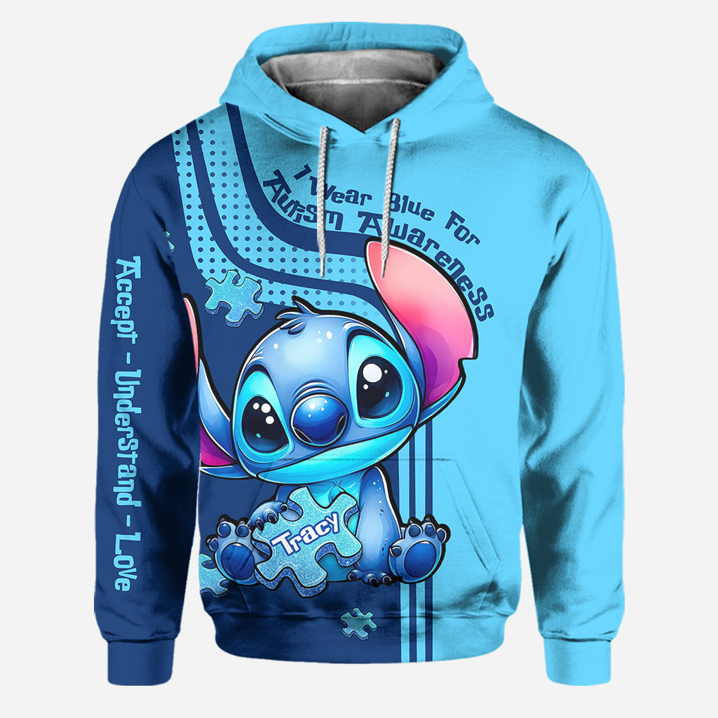 I Wear Blue For Autism Awareness - Personalized Autism Awareness Hoodie and Leggings