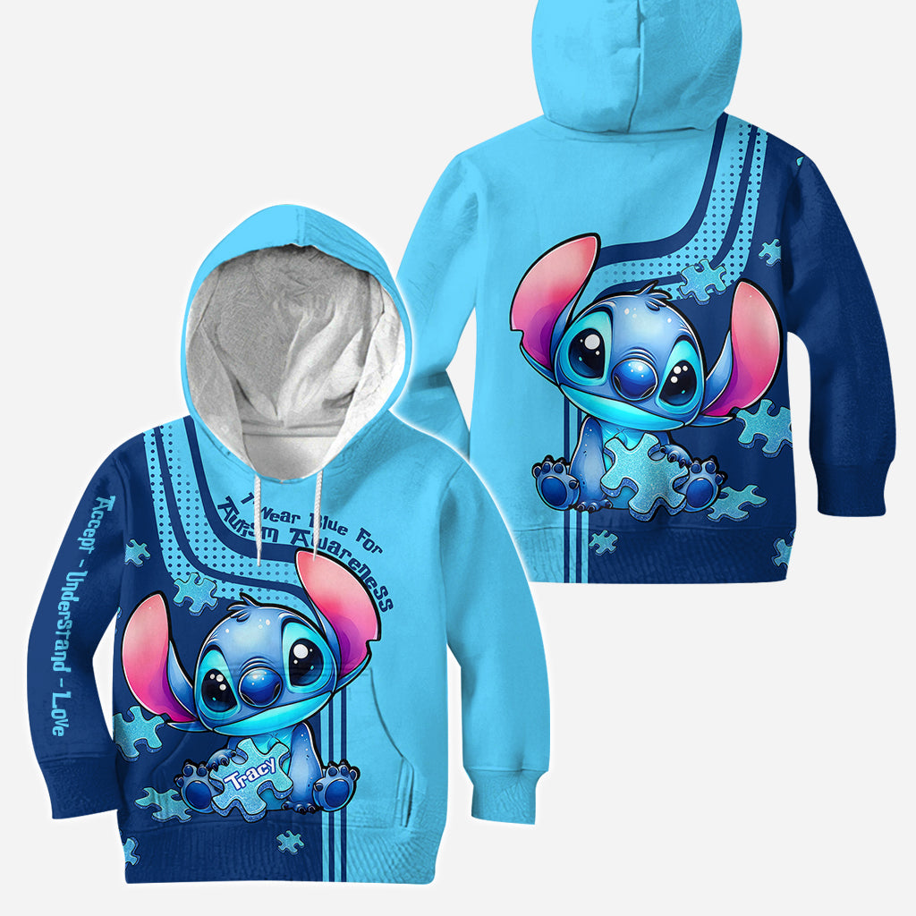 I Wear Blue For Autism Awareness - Personalized Autism Awareness Hoodie and Leggings