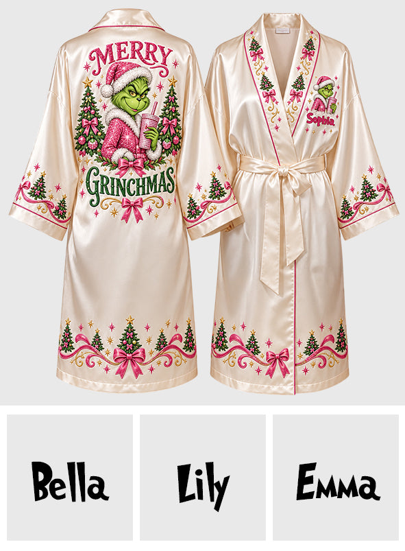Merry Grinchmas - Personalized Stole Christmas Satin Robe