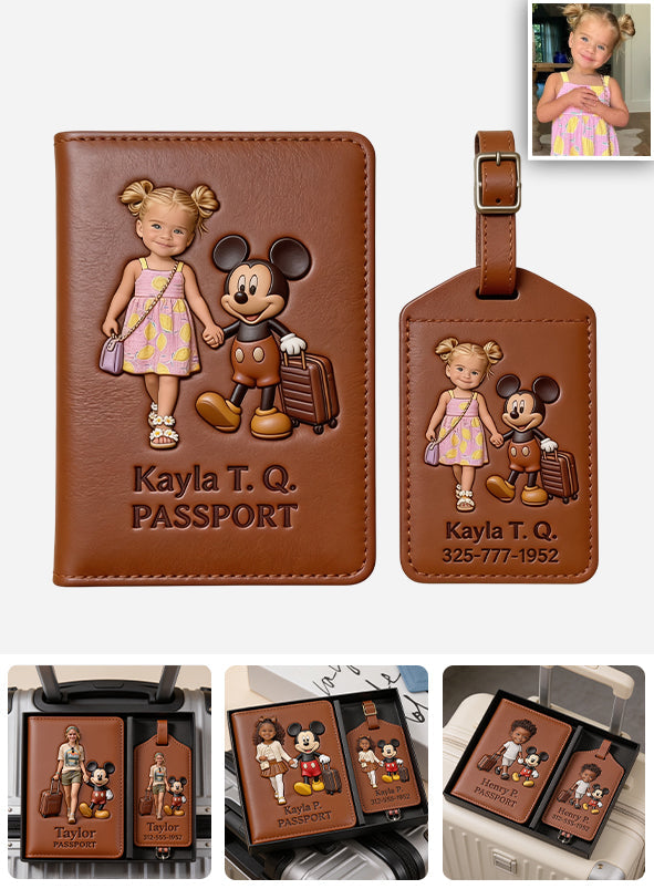 Magical Travel Buddy - Personalized Mouse Passport Holder & Luggage Tag Set