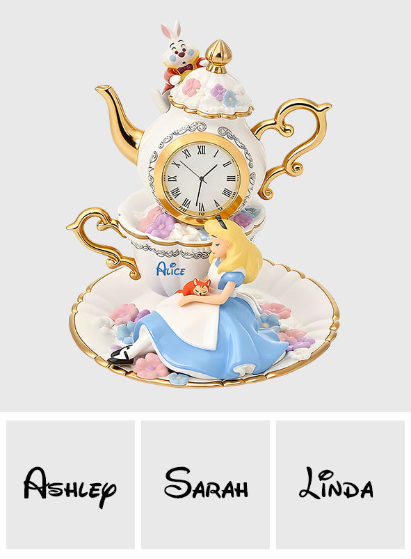 Girl In Magical Land 75th Anniversary - Personalized Mouse Desk Clock Plaque