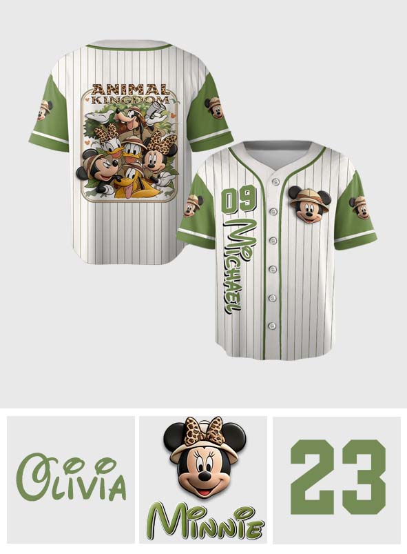 Magical Animal Kingdom - Personalized Mouse Baseball Jersey