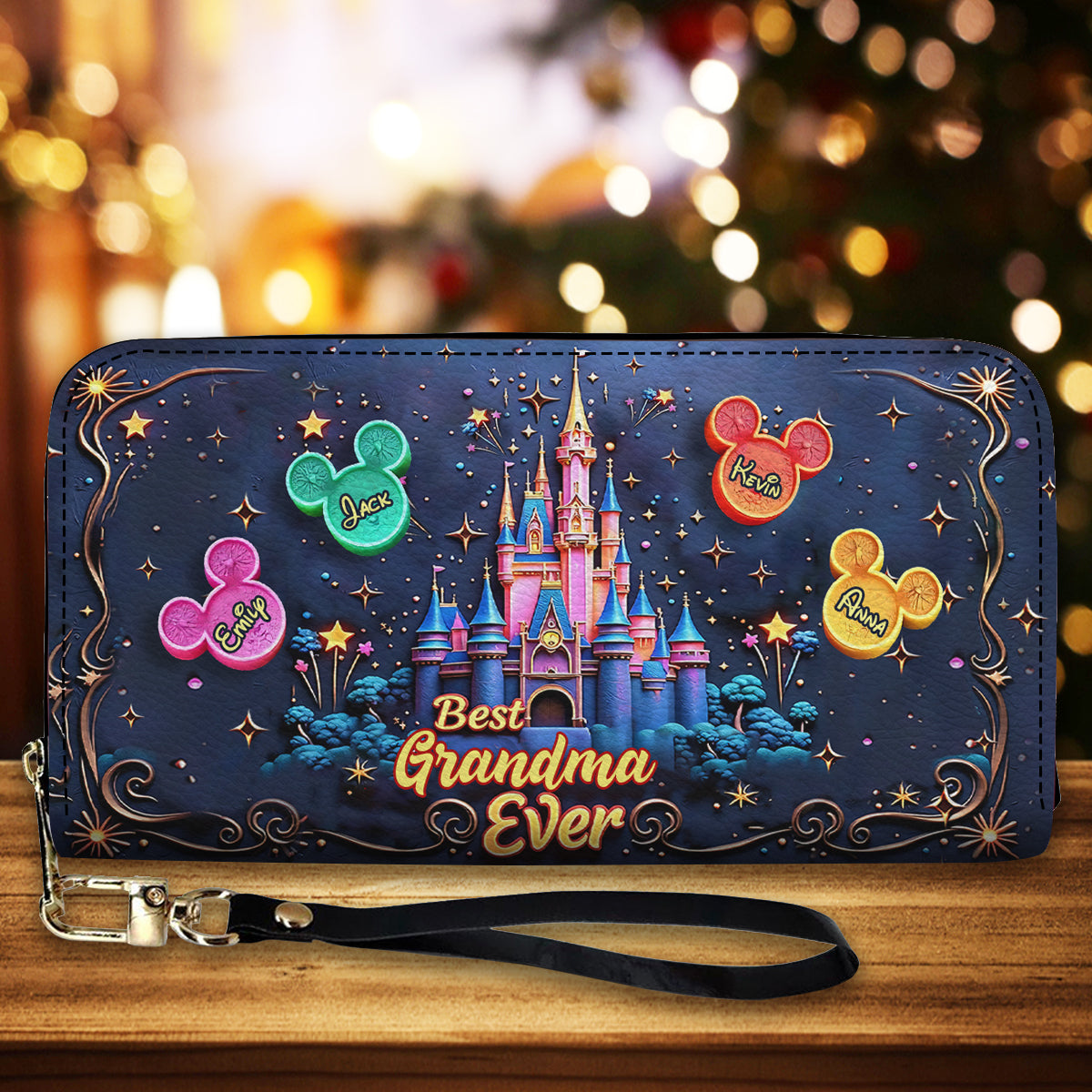 Best Grandma/ Mom Ever - Personalized Mouse Leather Long Wallet