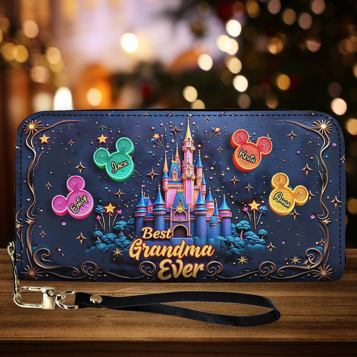 Best Grandma/ Mom Ever - Personalized Mouse Leather Long Wallet
