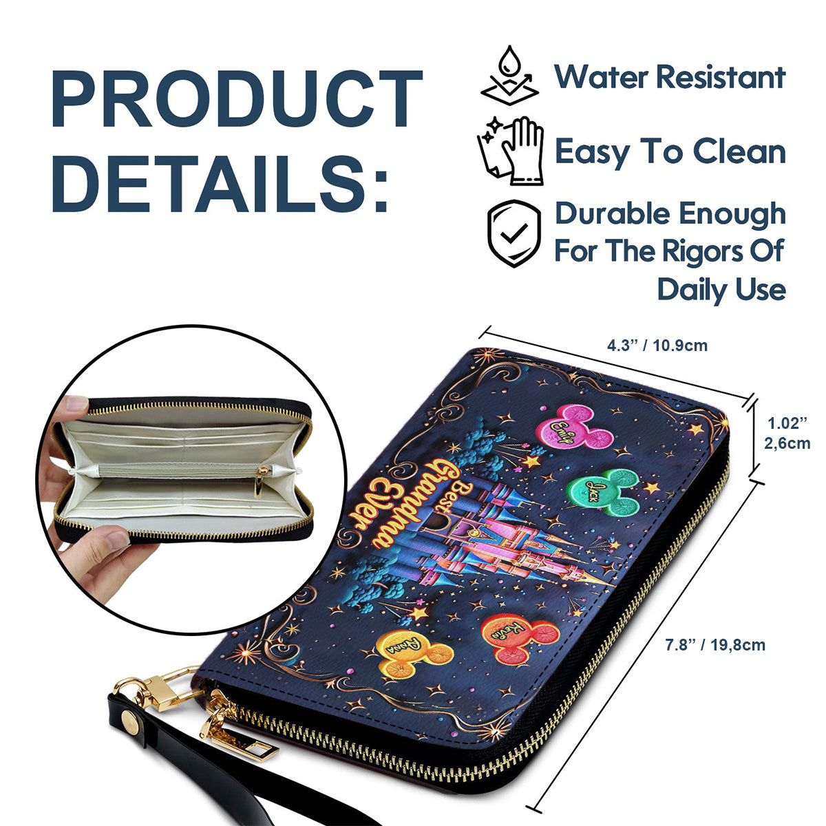 Best Grandma/ Mom Ever - Personalized Mouse Leather Long Wallet
