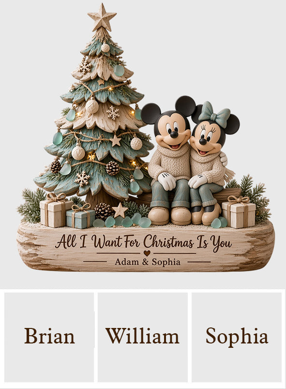 All I Want For Christmas Is You - Personalized Mouse Custom Shaped Wood Plaque