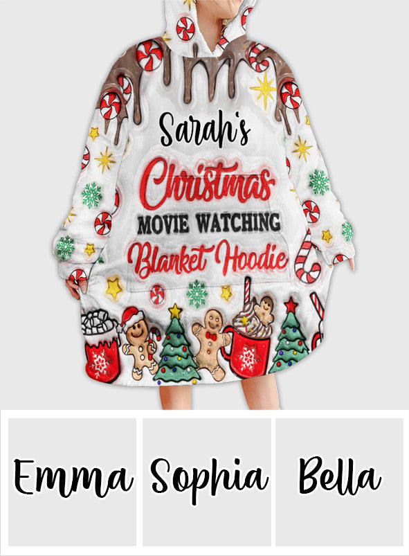 Christmas Movie Watching Blanket Hoodie - Personalized Blanket Hoodie
