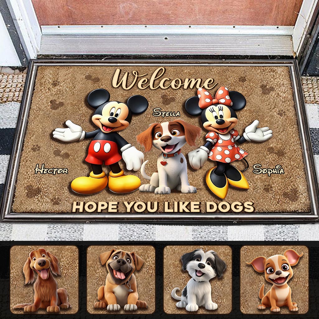 Welcome Hope You Like Dogs - Personalized Dog Doormat