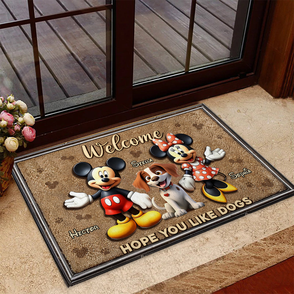 Welcome Hope You Like Dogs - Personalized Dog Doormat