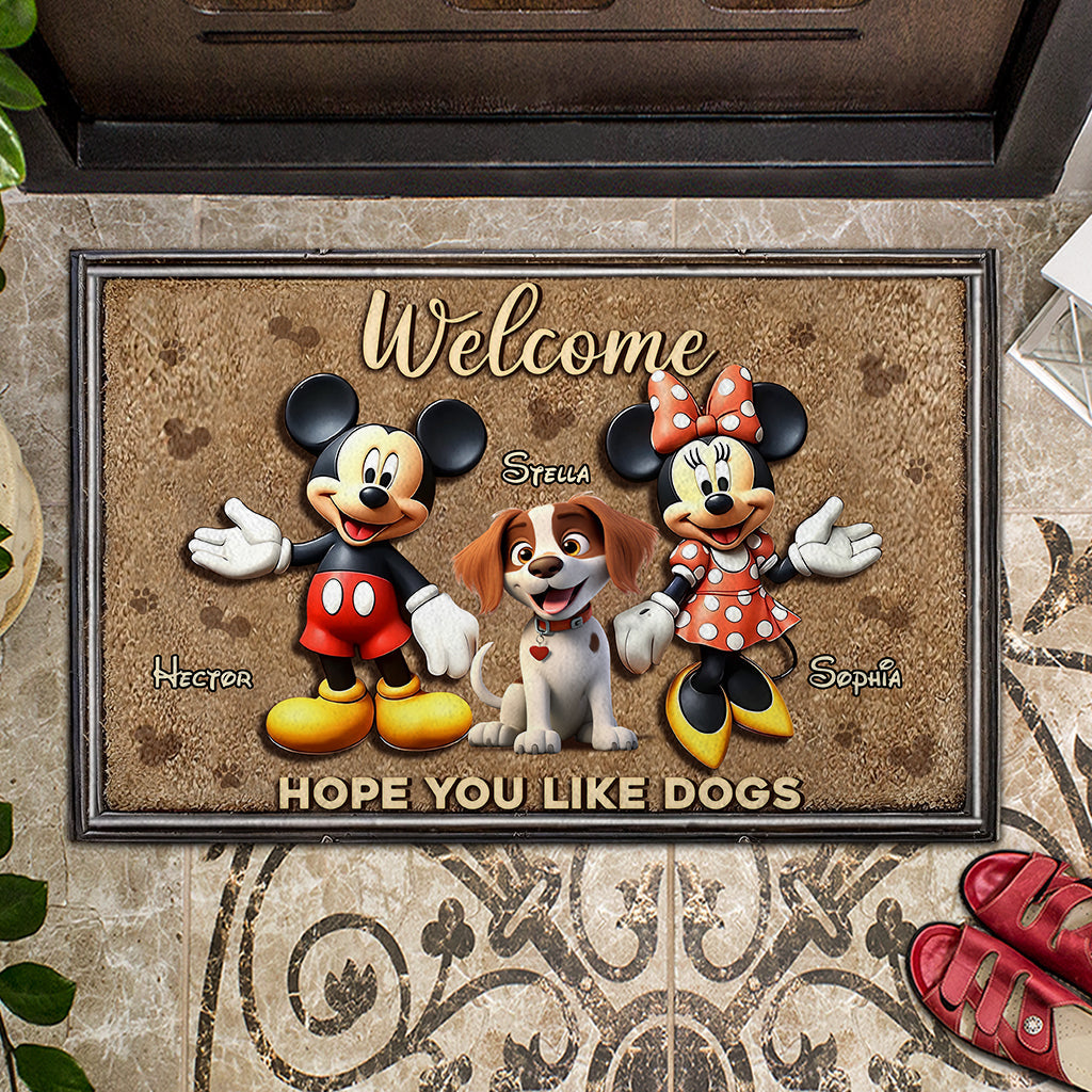 Welcome Hope You Like Dogs - Personalized Dog Doormat