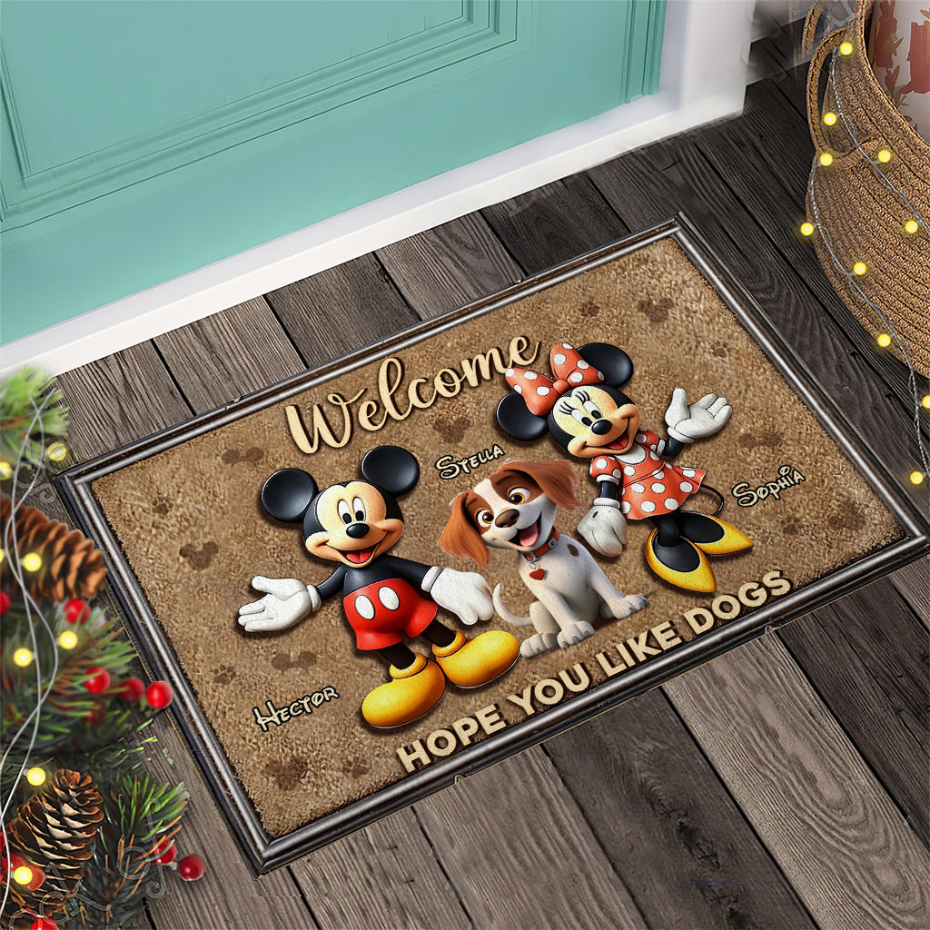 Welcome Hope You Like Dogs - Personalized Dog Doormat