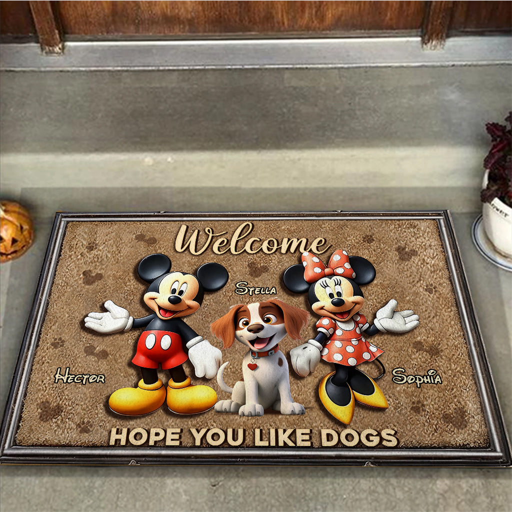 Welcome Hope You Like Dogs - Personalized Dog Doormat