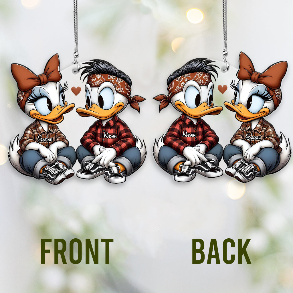 Chicano Duck Couple - Personalized Mouse Transparent Car Ornament