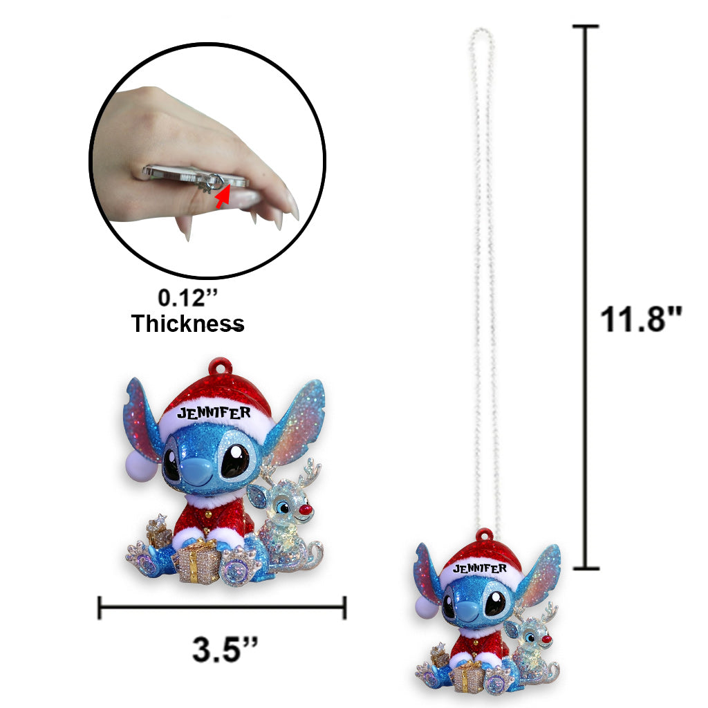 Merry Stitchmas - Personalized Ohana Transparent Car Ornament