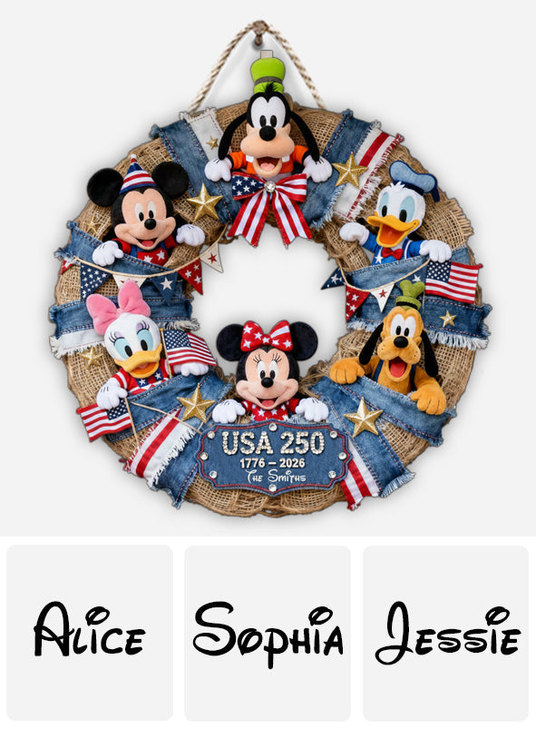 Patrotic Mouse & Co. 250th Anniversaty - Personalized Mouse Custom Shaped Wood Sign