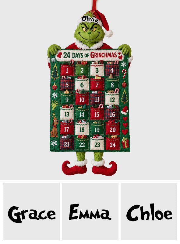 24 Days Of Christmas - Personalized Stole Christmas Fabric Advent Calendar