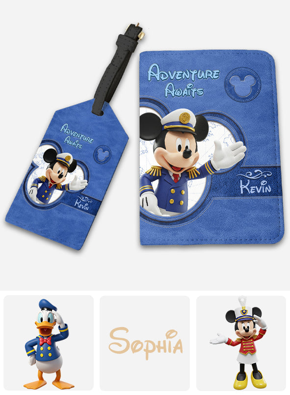 Magical Mouse Ears Adventure Awaits - Personalized Mouse Leather Luggage Tag & Passport Holder