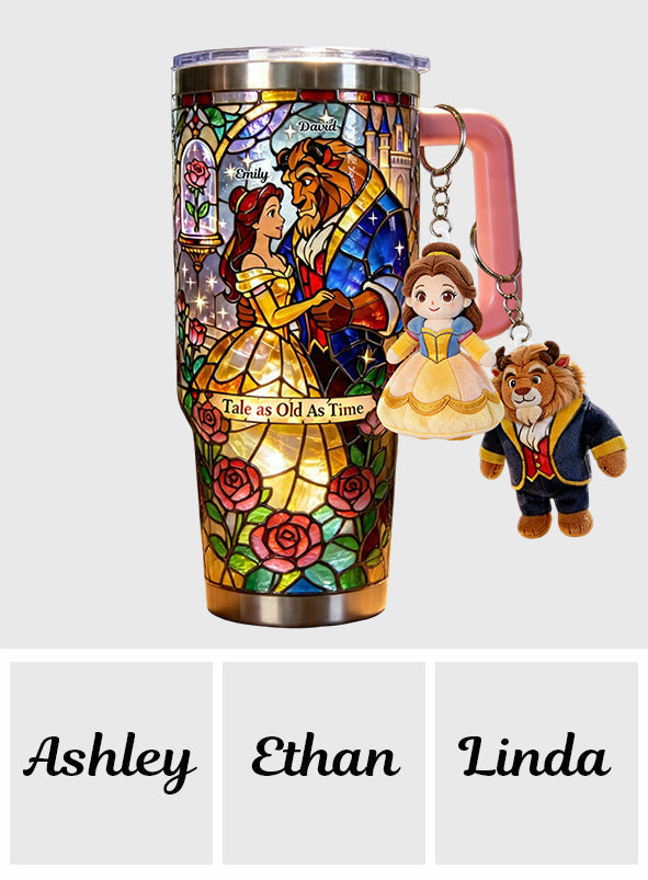 Tale As Old As Time - Personalized Beauty And The Beast Tumbler With Plush Charm