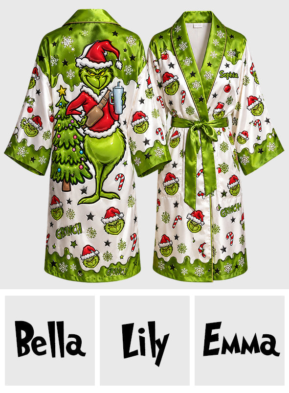 Merry Christmas - Personalized Stole Christmas Satin Robe