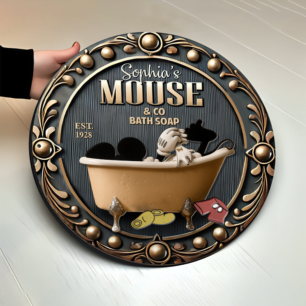 Mouse Bath Soap Company - Personalized Mouse Round Wood Sign