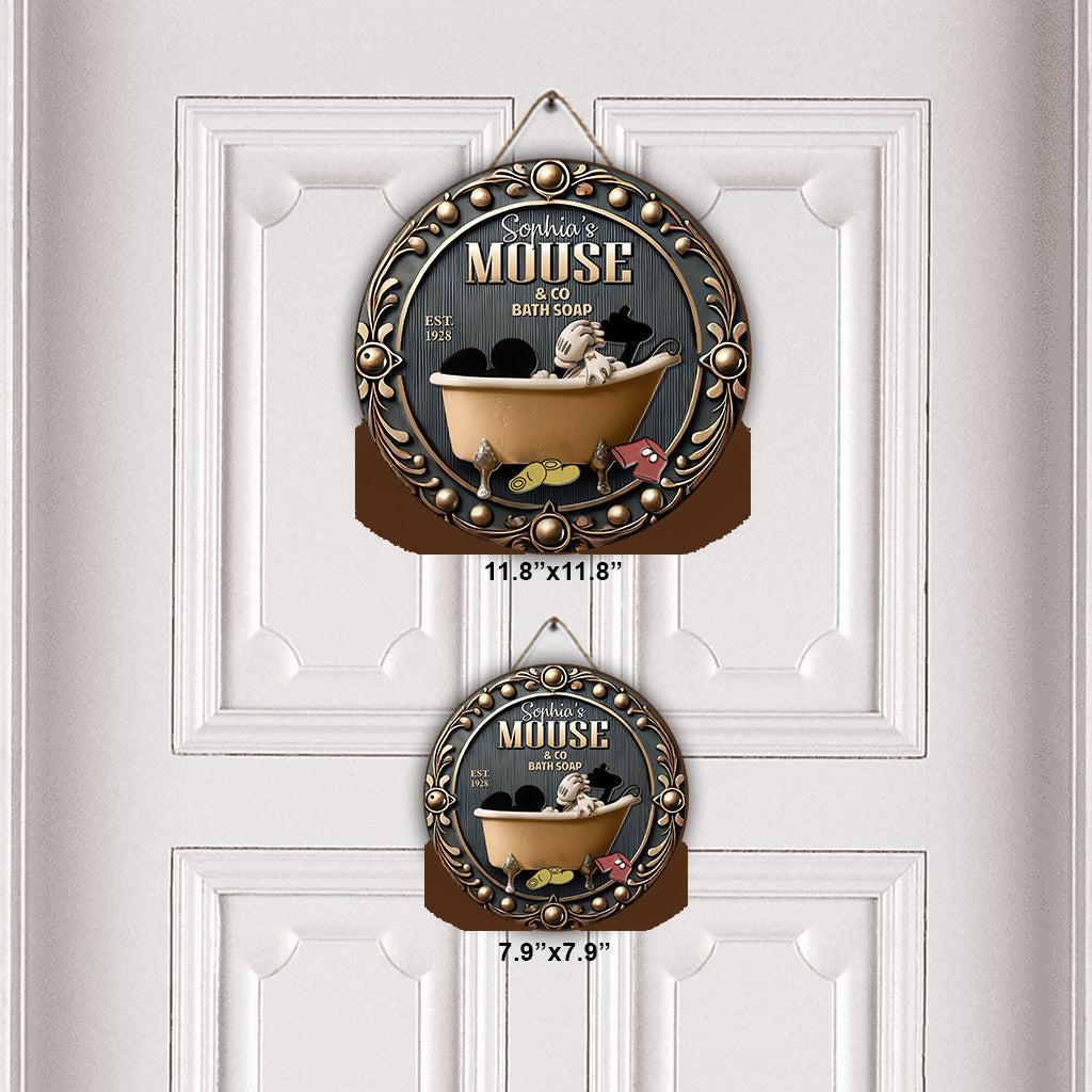 Mouse Bath Soap Company - Personalized Mouse Round Wood Sign