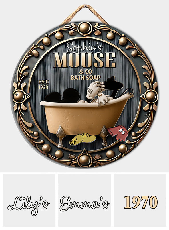 Mouse Bath Soap Company - Personalized Mouse Round Wood Sign
