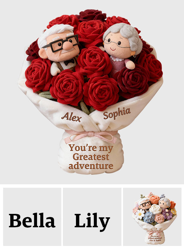 You're My Greatest Adventure Bouquet - Personalized Up Movie Couple Faux Fur Shaped Pillow