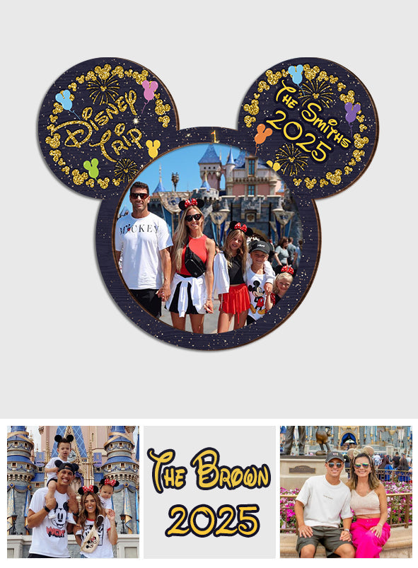 Family Trip - Personalized Mouse 2 Layered Car Visor Clip