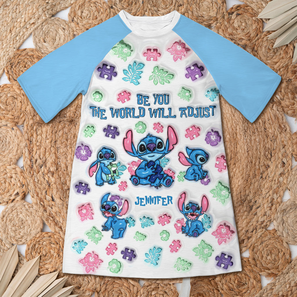 Accept - Personalized Autism Awareness Sleep T-shirt Dress