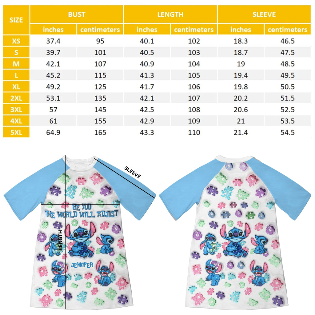 Accept - Personalized Autism Awareness Sleep T-shirt Dress