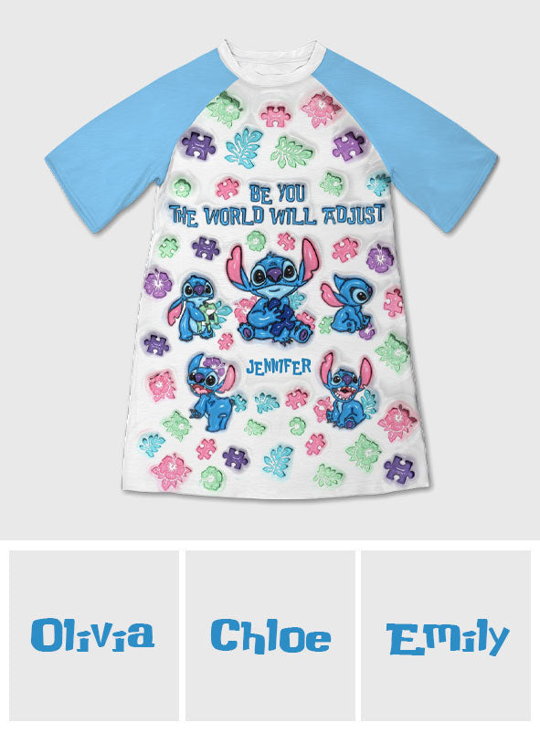 Accept - Personalized Autism Awareness Sleep T-shirt Dress