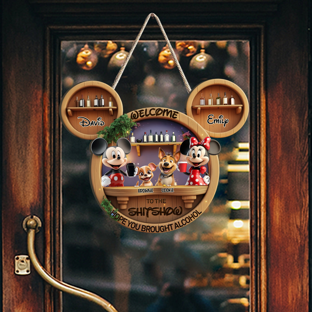 Welcome To Our Shitshow - Personalized Mouse Custom Shaped Wood Sign