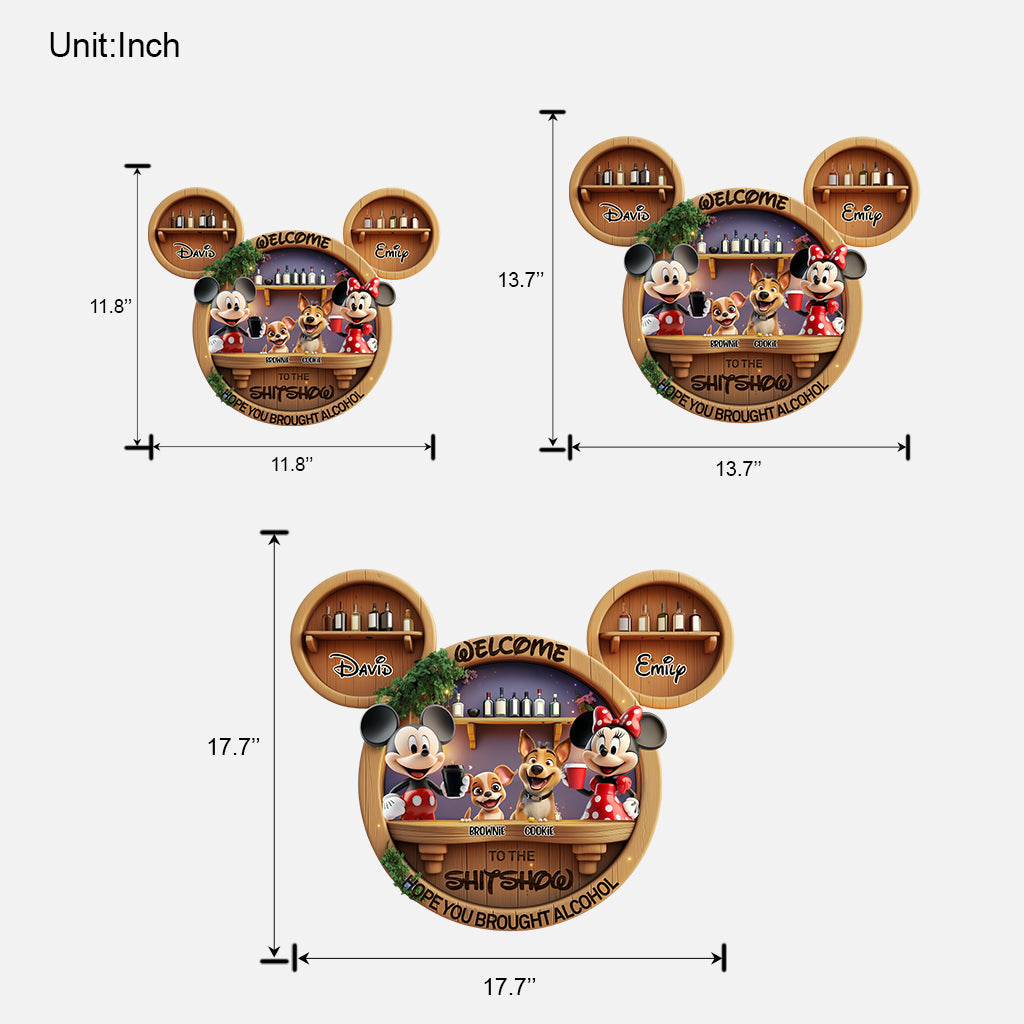 Welcome To Our Shitshow - Personalized Mouse Custom Shaped Wood Sign