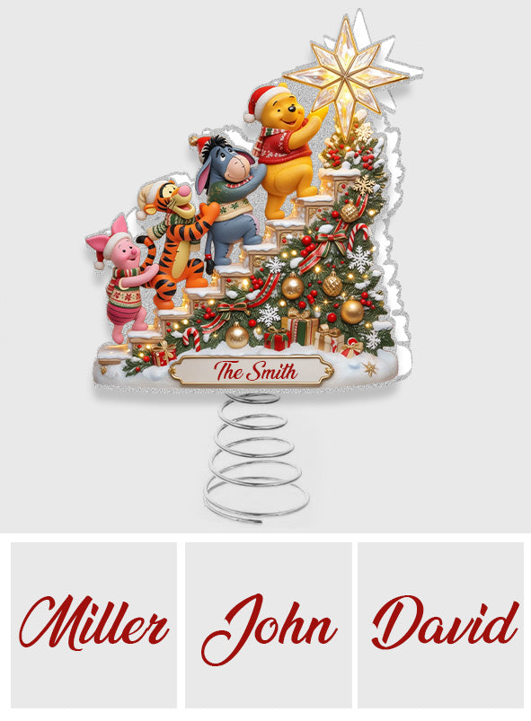 Best Time Of The Year - Personalized Yellow Bear LED Light Tree Topper