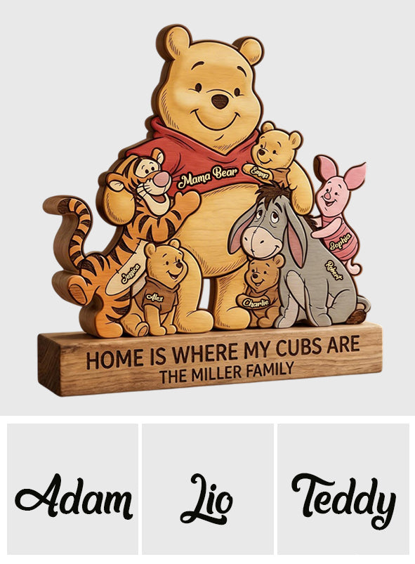 Mama Bear - Personalized Yellow Bear Shaped Wooden Puzzle