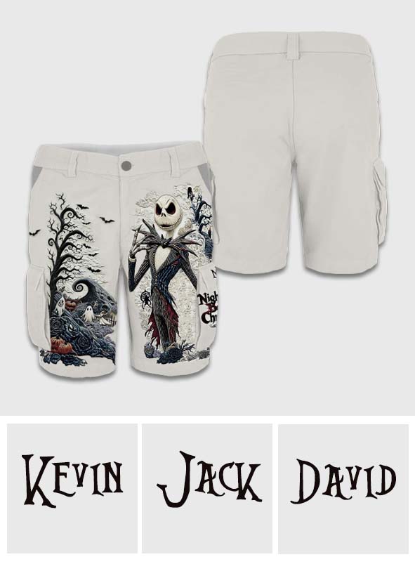 Gothic Nightmare Skeleton - Personalized Nightmare Cargo Shorts With Belt