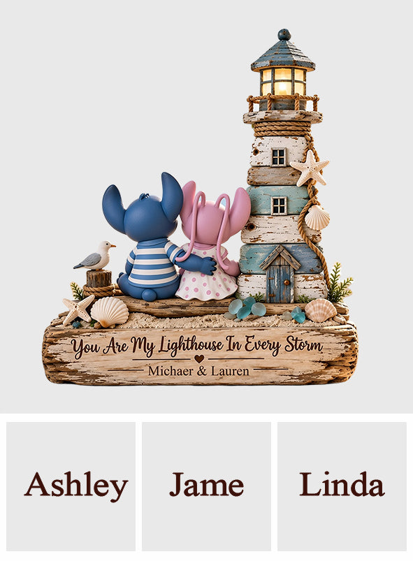 You Are My Lighthouse In Every Storm - Personalized Ohana Custom Shaped Wood Plaque