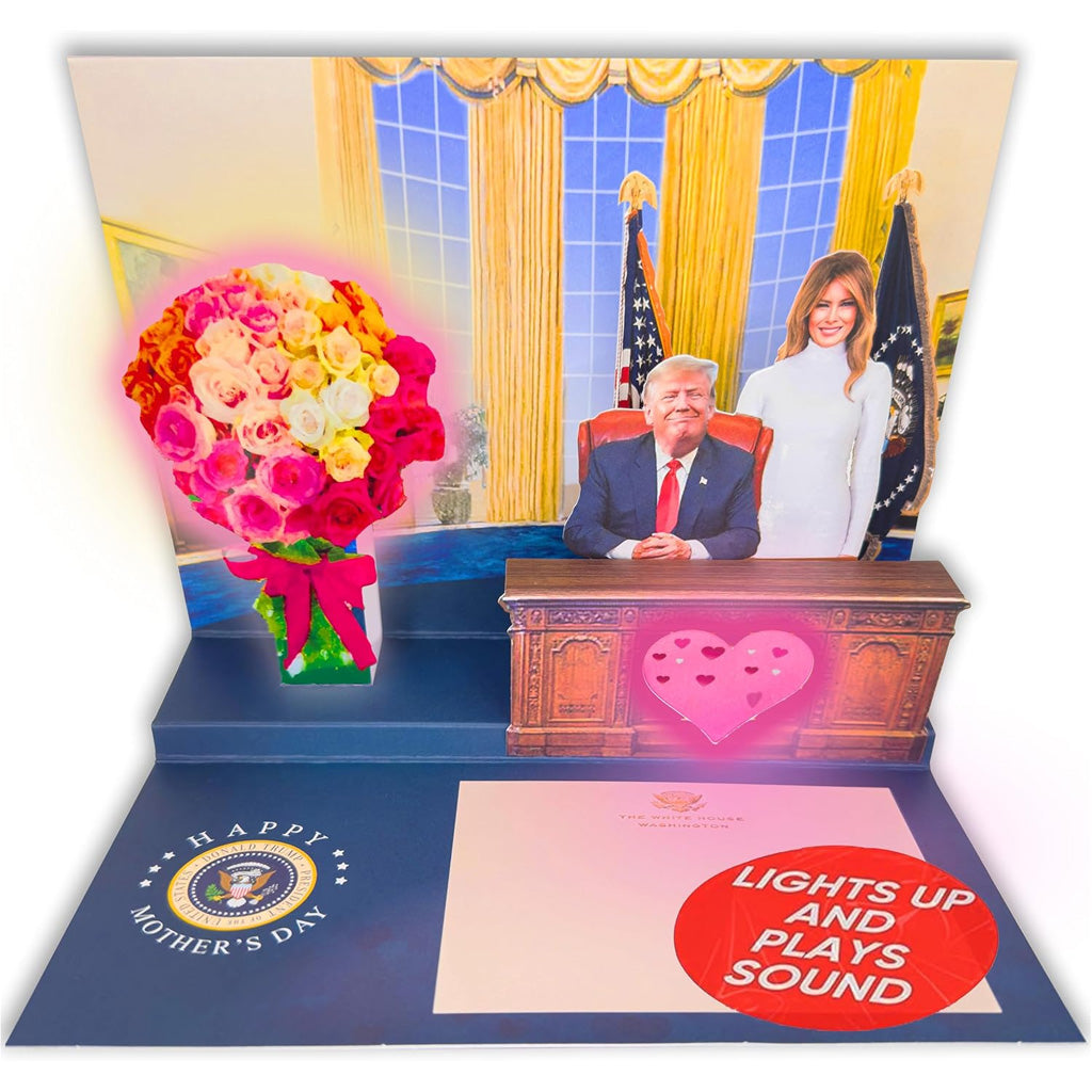 Donald Pop Up Mother's Day Card with Light and Sound - Presidential Message to Mom with Trump's Real Voice, Funny Trump Gifts for the Best Mom