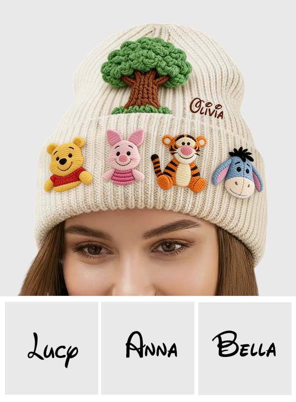 Friends - Personalized Yellow Bear Beanie Hat With Patches