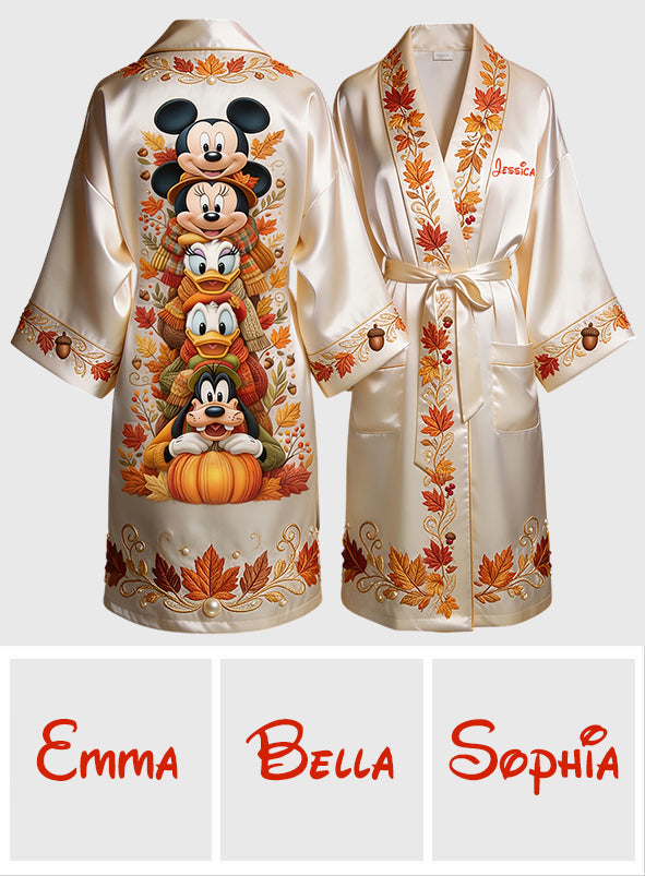 Fall Vibes - Personalized Mouse Satin Robe