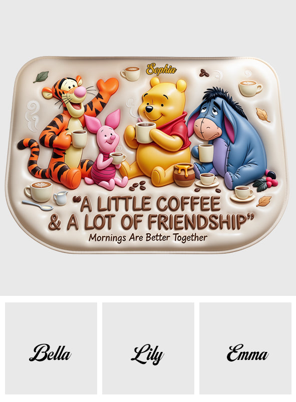 A Little Coffee, A Lot Of Friendship - Personalized Yellow Bear Drying Mat