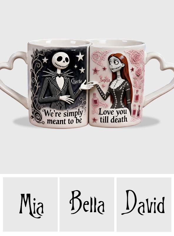 We're Simply Meant To Be - Personalized Nightmare Matching Heart Handle Mug