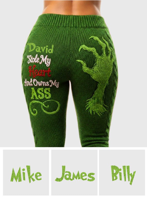 He Stole My Heart And Owns My Ass - Personalized Stole Christmas Leggings