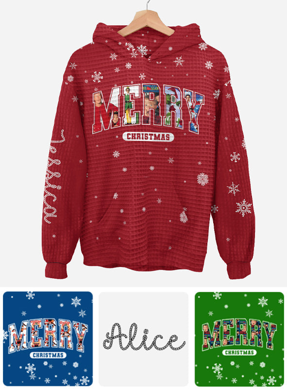 Merry Christmas - Personalized Waffle Hoodie