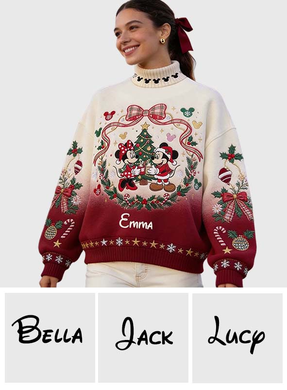 Merry Christmas - Personalized Mouse Mock Neck Sweatshirt